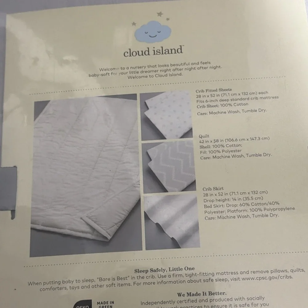 Cloud Island 4 Piece Crib Set Comforter Sheet Blanket Crib Skirt  Snowflake